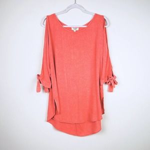 NEW Umgee Coral Cold Shoulder Blouse Tunic Size Small